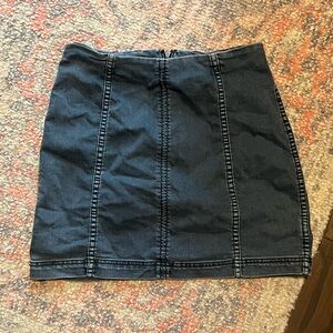 Free People Black Panel-Stitched Denim Mini Skirt